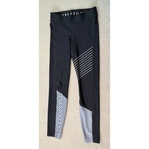 Under Armour Heatgear Compression Leggings Gray Stripe Womens XS Athletic Gym